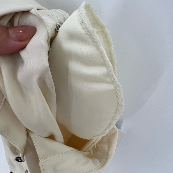 Roari Marna Satin Button Front Structured Shirt Blouse In Bone - Picture 10 of 10